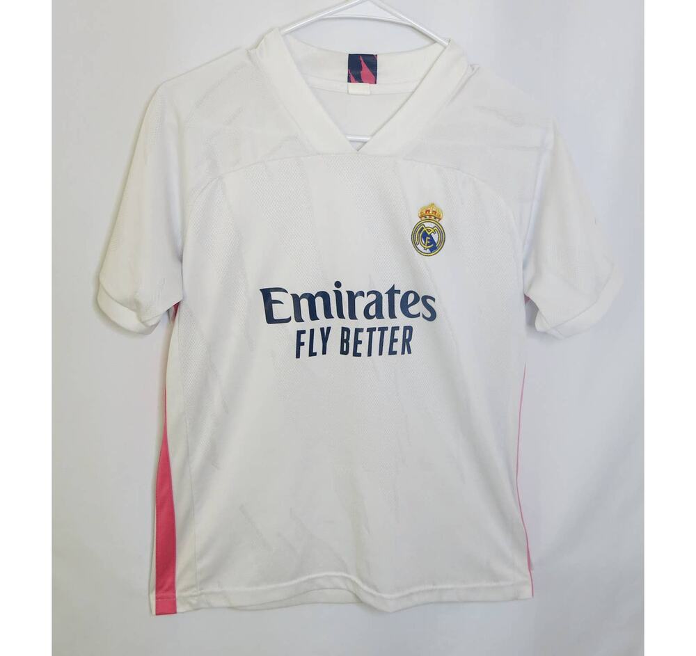 EMIRATES FLY BETTER Soccer Football Jersey Size S*Adult Polyester White Pink